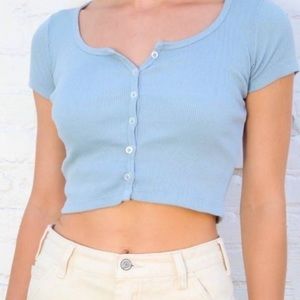 BRANDY MELVILLE BLUE BUTTON DOWN TEE